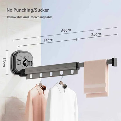 WALL-MOUNTED FOLDABLE CLOTHES DRYING RACK WITH SUCTION CUP