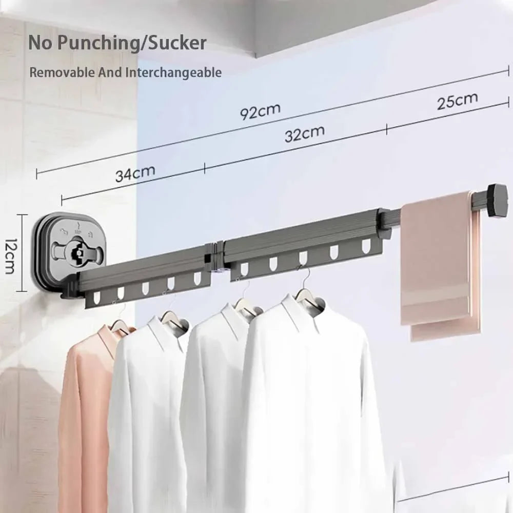 WALL-MOUNTED FOLDABLE CLOTHES DRYING RACK WITH SUCTION CUP