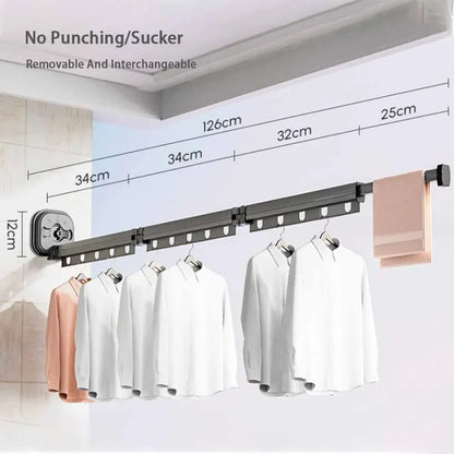 WALL-MOUNTED FOLDABLE CLOTHES DRYING RACK WITH SUCTION CUP