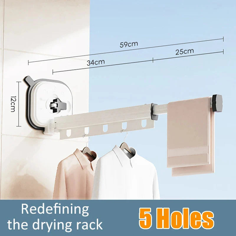 WALL-MOUNTED FOLDABLE CLOTHES DRYING RACK WITH SUCTION CUP