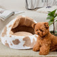 Cow Plush Calming Dog Cave Bed
