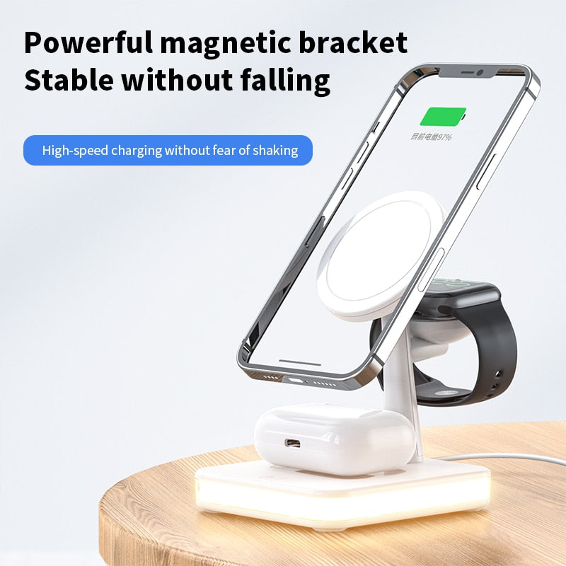 3 IN 1 Apple Charger Station With Led Light Lamp