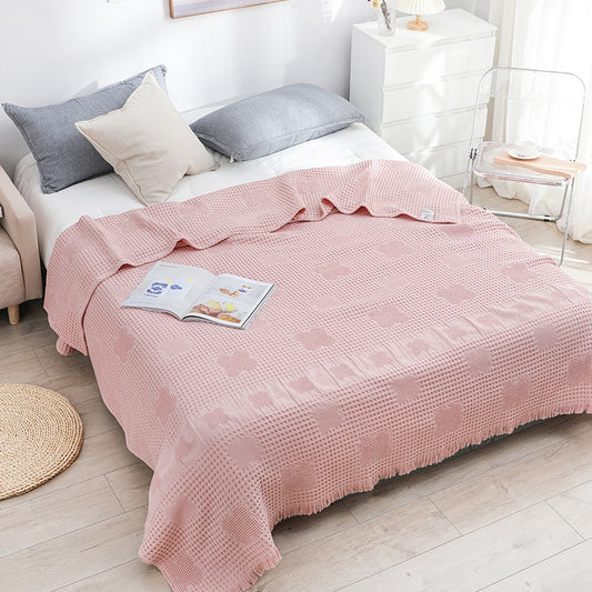 Waffle Weave Cotton Breathable Tassel Quilt
