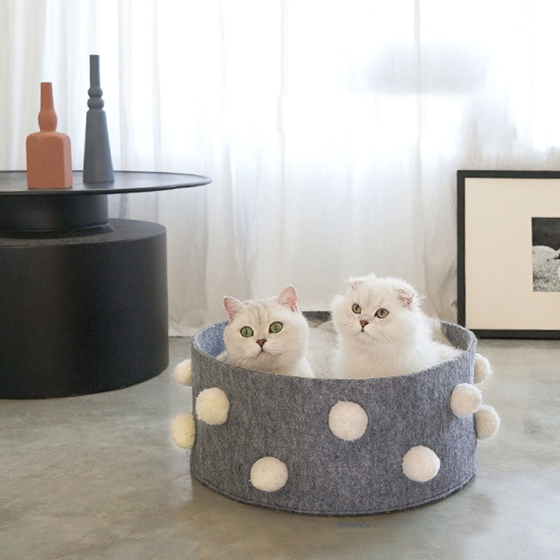 Round Felt Washable Cat Nest With Cushion