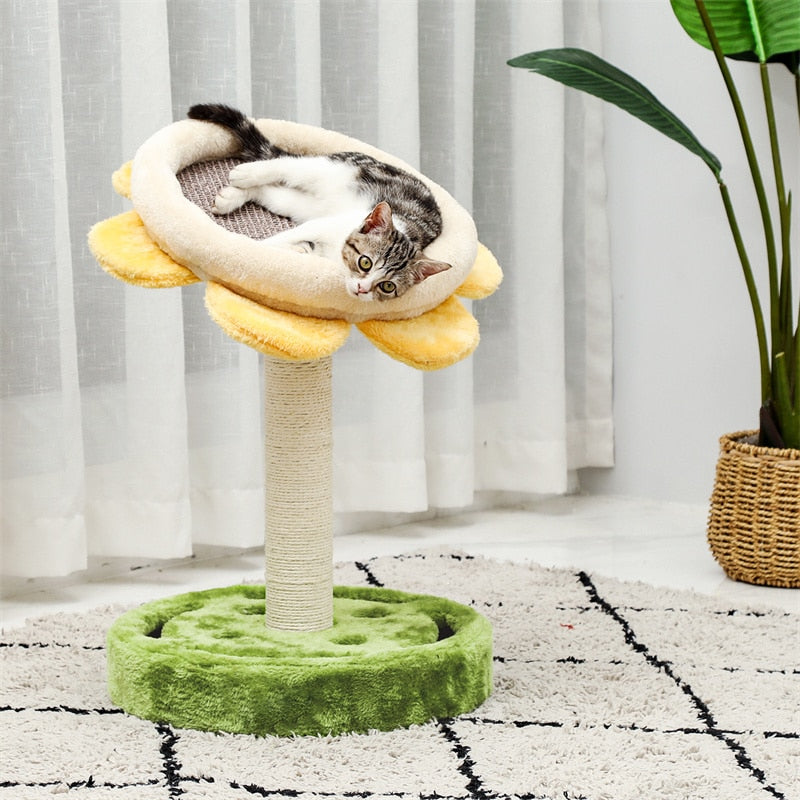 Adjustable Flower Cat Tower With Cat Scratching Post