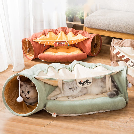 Purr Cafe Cat Tunnel With Removable Cat Bed