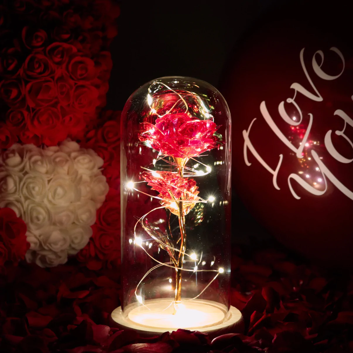 Led Rose Light - Enchanted Sparkly Rose